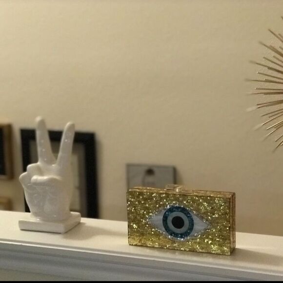 Evil Eye Acrylic Clutch & Shoulder bag (Gold) - Picture 3 of 3